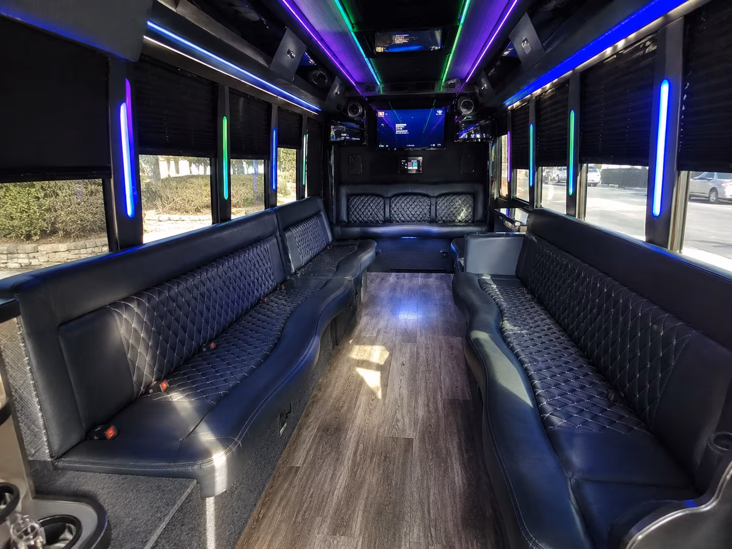 attleboro 15 passenger party bus interior