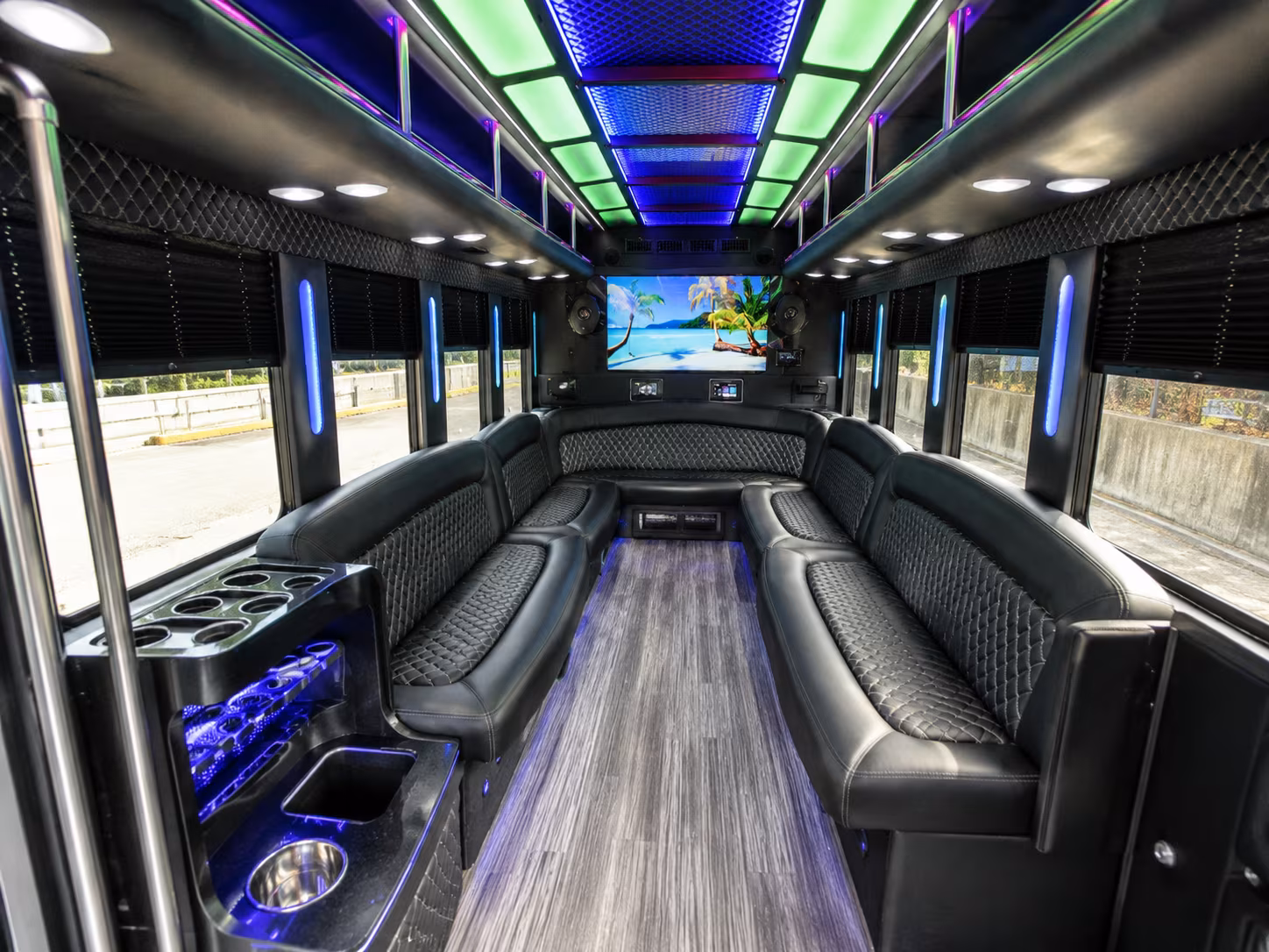 attleboro 18 passenger party bus inside