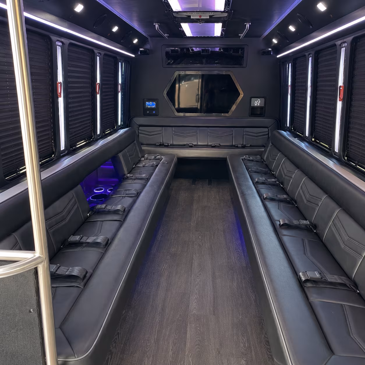 attleboro 18 passenger party bus interior