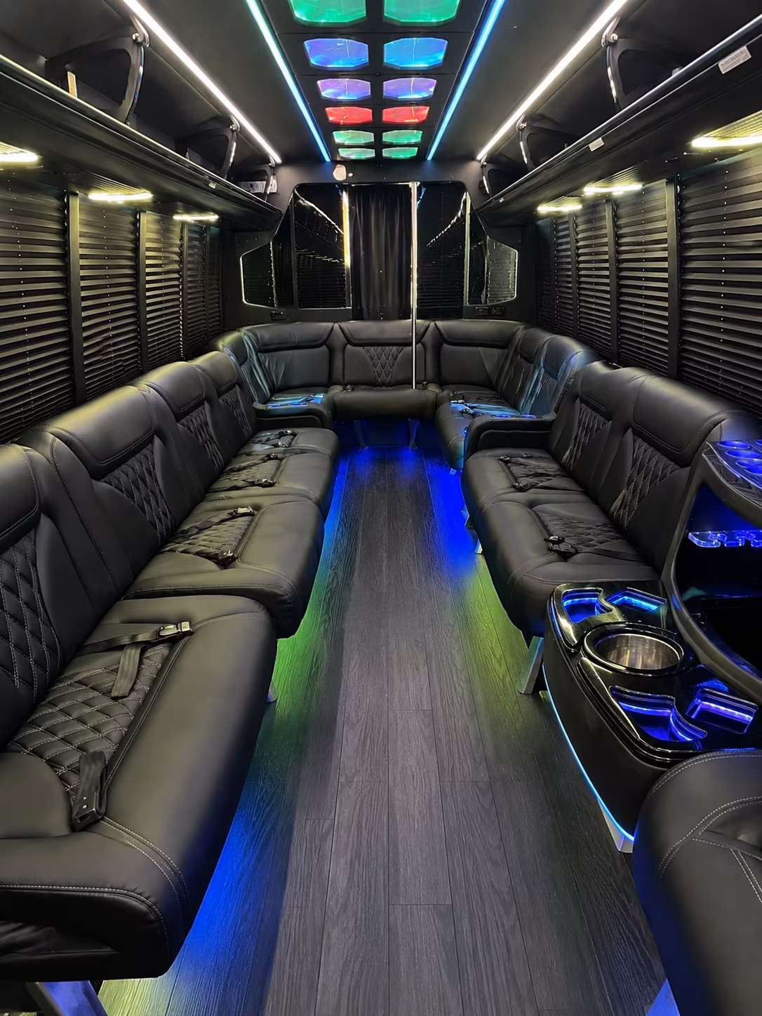 attleboro 20 passenger party bus interior
