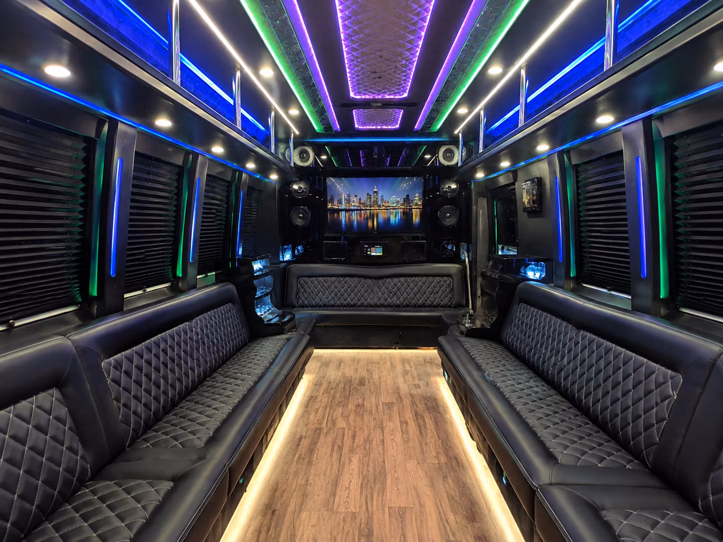 attleboro 25 passenger party bus interior