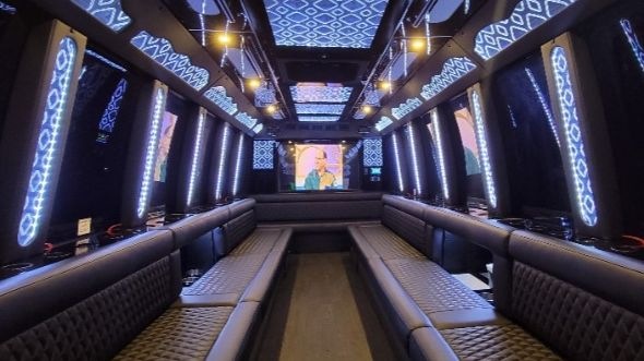 Interior of Charter Bus Company Attleboro's Party Bus in Attleboro