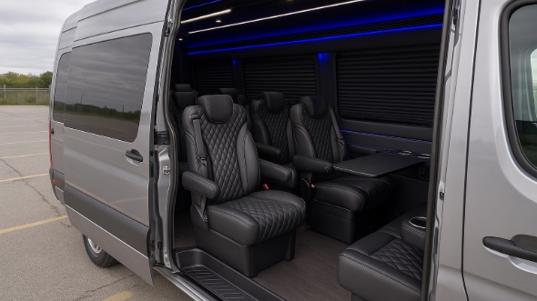 Interior of Charter Bus Company Attleboro's Sprinter Van Rental With Driver in Attleboro